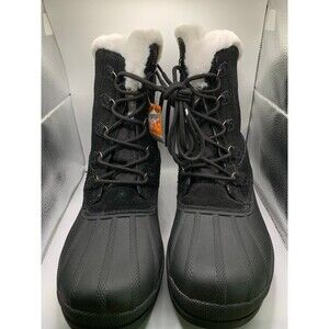 Propet Womens Lumi Tall Lace Snow Boot Size 9.5 M(B) US, Black/White #WBX002S